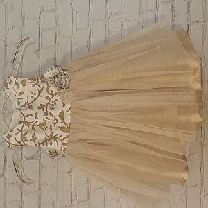 Toddler  24M  Girl Ivory Gold Full Tulle Skirted Party Holiday Dress Cherokee